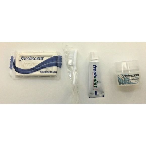 20 Pouches of 4 Travel Size Toiletries Plus 5 Bottles Shampoo NEW NWT - Picture 1 of 4